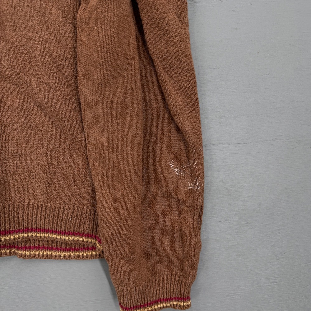 Jantzen Vintage Knit Sweater Brown Silk Blend Intarsia Puff Sleeve Small - Picture 6 of 7